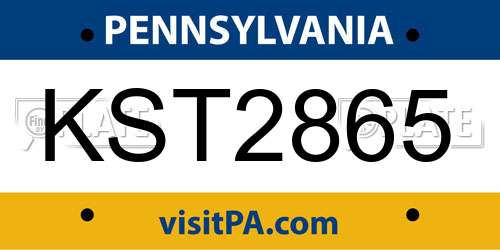 KST2865 Pennsylvania License Plate