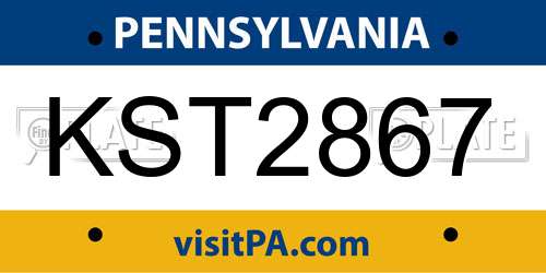 KST2867 Pennsylvania License Plate