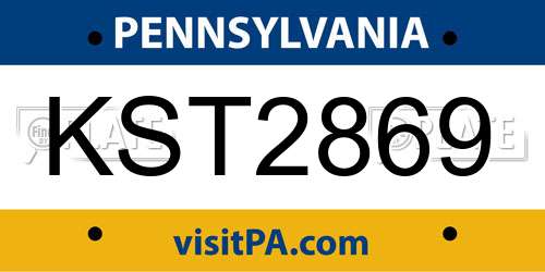 KST2869 Pennsylvania License Plate