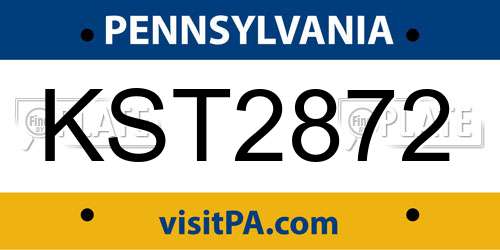 KST2872 Pennsylvania License Plate