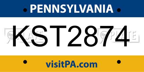 KST2874 Pennsylvania License Plate
