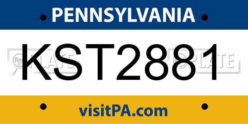 KST2881 Pennsylvania License Plate
