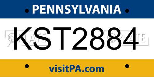 KST2884 Pennsylvania License Plate