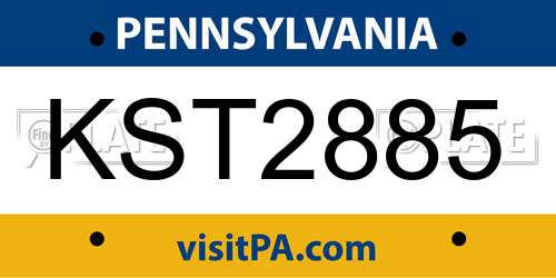 KST2885 Pennsylvania License Plate