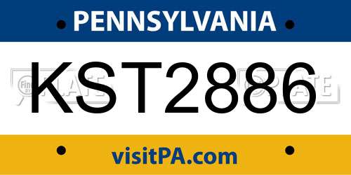 KST2886 Pennsylvania License Plate