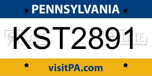 KST2891 Pennsylvania License Plate