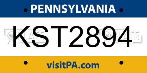 KST2894 Pennsylvania License Plate