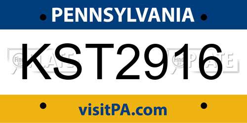 KST2916 Pennsylvania License Plate