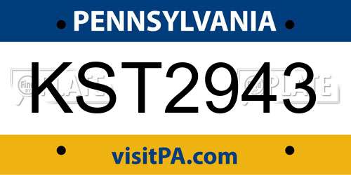 KST2943 Pennsylvania License Plate