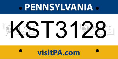 KST3128 Pennsylvania License Plate