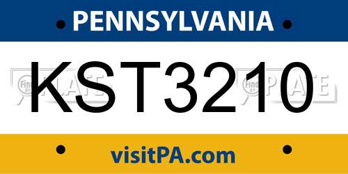 KST3210 Pennsylvania License Plate