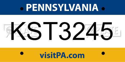 KST3245 Pennsylvania License Plate