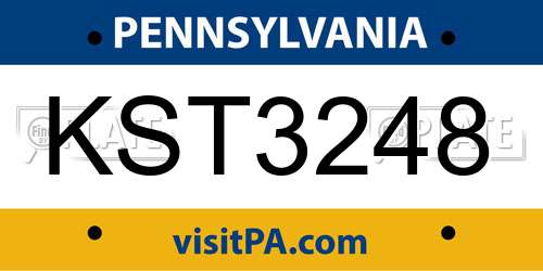 KST3248 Pennsylvania License Plate