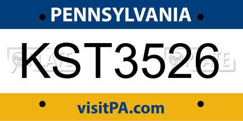 KST3526 Pennsylvania License Plate
