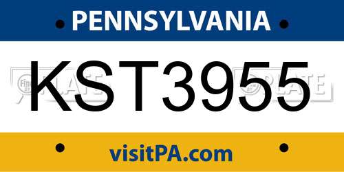 KST3955 Pennsylvania License Plate