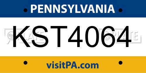 KST4064 Pennsylvania License Plate