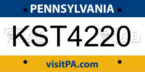 KST4220 Pennsylvania License Plate