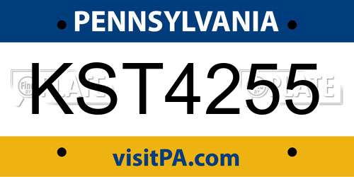 KST4255 Pennsylvania License Plate