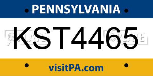 KST4465 Pennsylvania License Plate