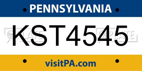 KST4545 Pennsylvania License Plate