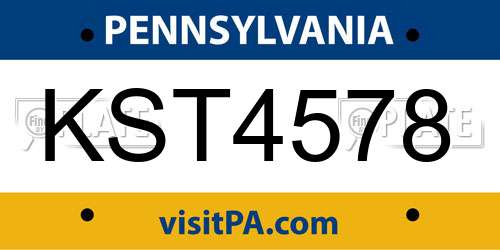 KST4578 Pennsylvania License Plate