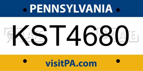 KST4680 Pennsylvania License Plate