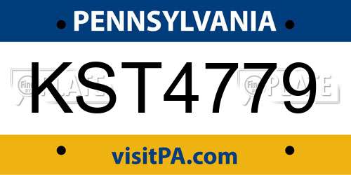 KST4779 Pennsylvania License Plate