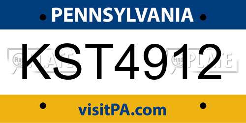KST4912 Pennsylvania License Plate