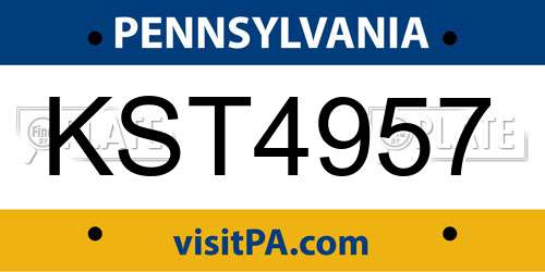 KST4957 Pennsylvania License Plate