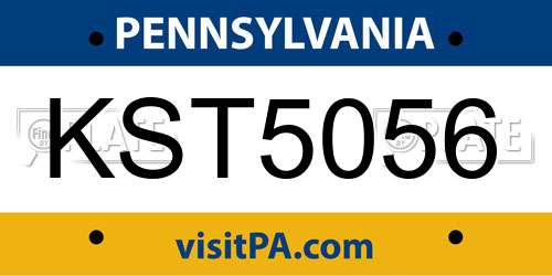 KST5056 Pennsylvania License Plate