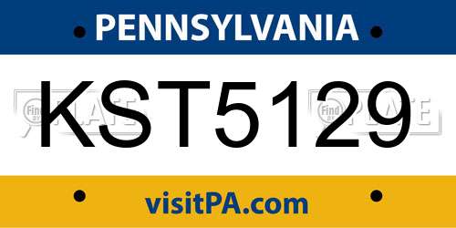 KST5129 Pennsylvania License Plate