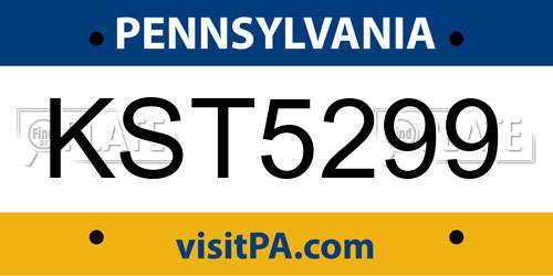 KST5299 Pennsylvania License Plate