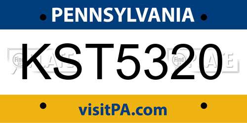 KST5320 Pennsylvania License Plate