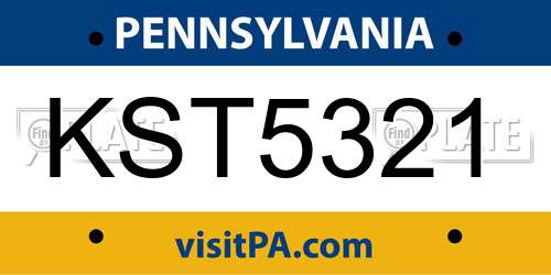 KST5321 Pennsylvania License Plate