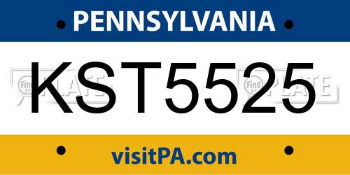 KST5525 Pennsylvania License Plate