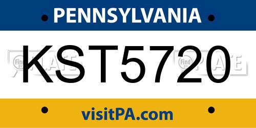 KST5720 Pennsylvania License Plate