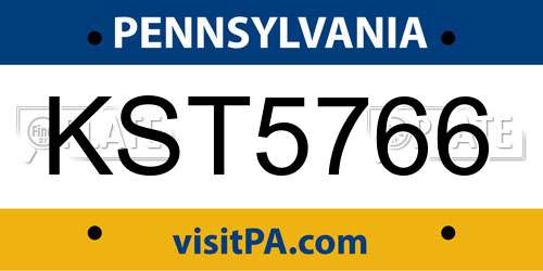 KST5766 Pennsylvania License Plate