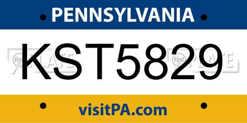 KST5829 Pennsylvania License Plate
