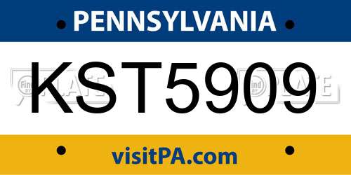 KST5909 Pennsylvania License Plate