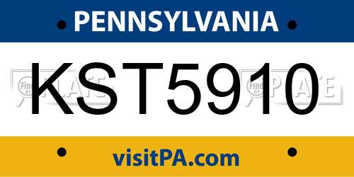 KST5910 Pennsylvania License Plate