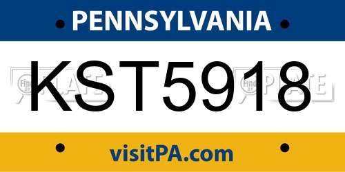 KST5918 Pennsylvania License Plate
