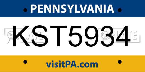 KST5934 Pennsylvania License Plate