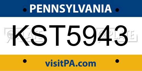 KST5943 Pennsylvania License Plate