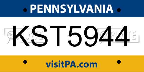 KST5944 Pennsylvania License Plate