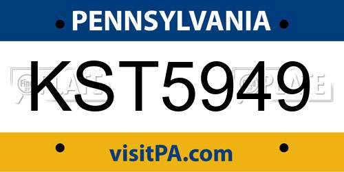 KST5949 Pennsylvania License Plate