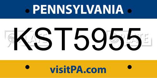 KST5955 Pennsylvania License Plate