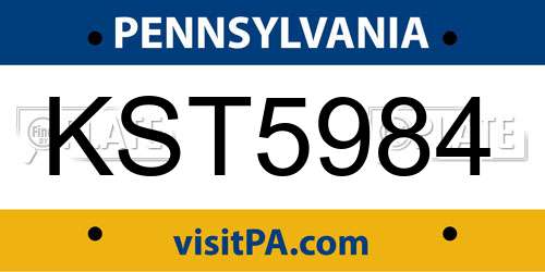 KST5984 Pennsylvania License Plate