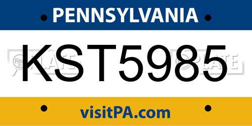KST5985 Pennsylvania License Plate