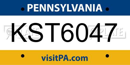 KST6047 Pennsylvania License Plate