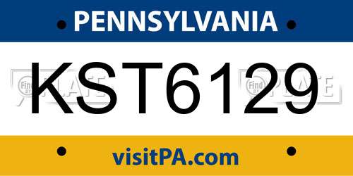 KST6129 Pennsylvania License Plate
